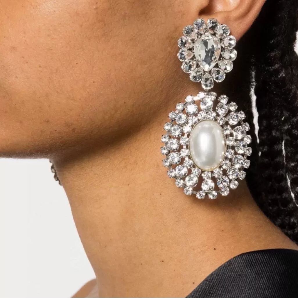 Alessandra Rich Crystal-Embellished Drop Earrings